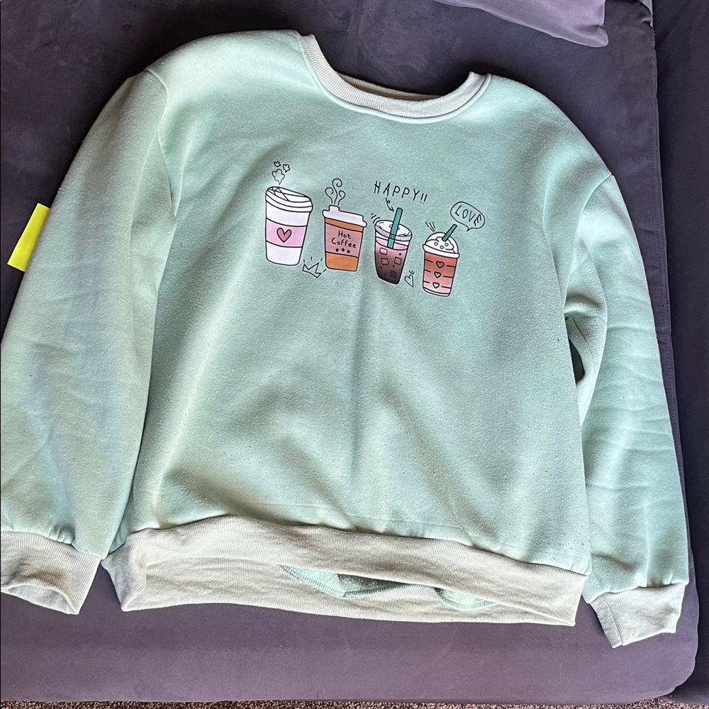Mint Green Graphic Women Sweater